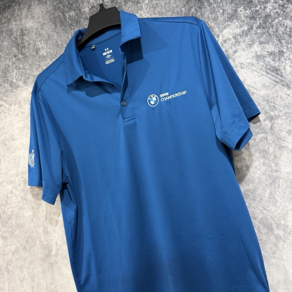 Under Armour Men Medium Blue BMW Championship Loose Fit Golf Polo Shirt